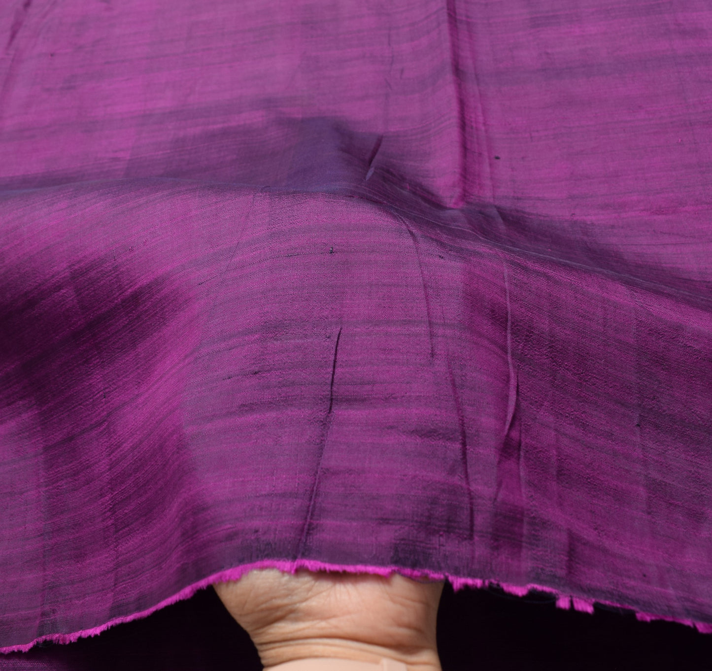Sushila Vintage Magenta Blue Sari Remnant Scrap Woven Pure Silk 4YD Craft Fabric