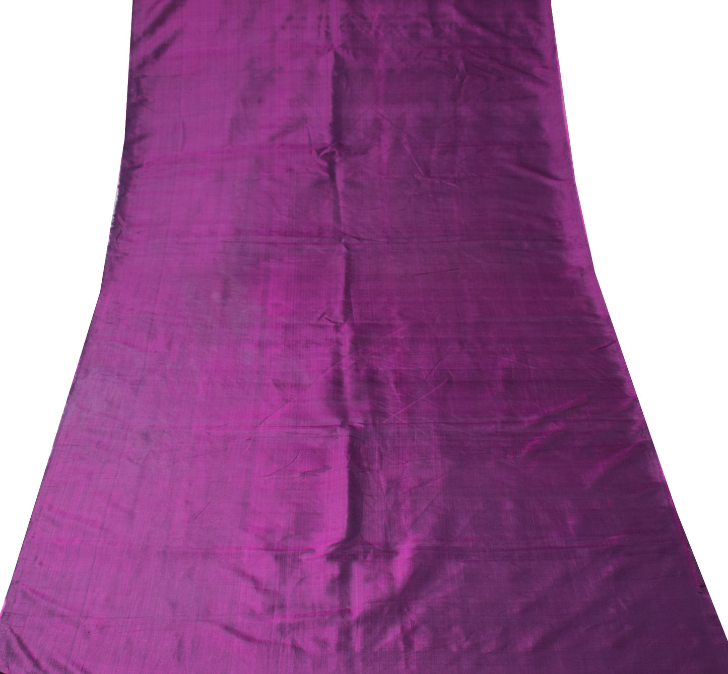 Sushila Vintage Magenta Blue Sari Remnant Scrap Woven Pure Silk 4YD Craft Fabric