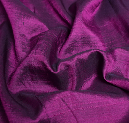 Sushila Vintage Magenta Blue Sari Remnant Scrap Woven Pure Silk 4YD Craft Fabric