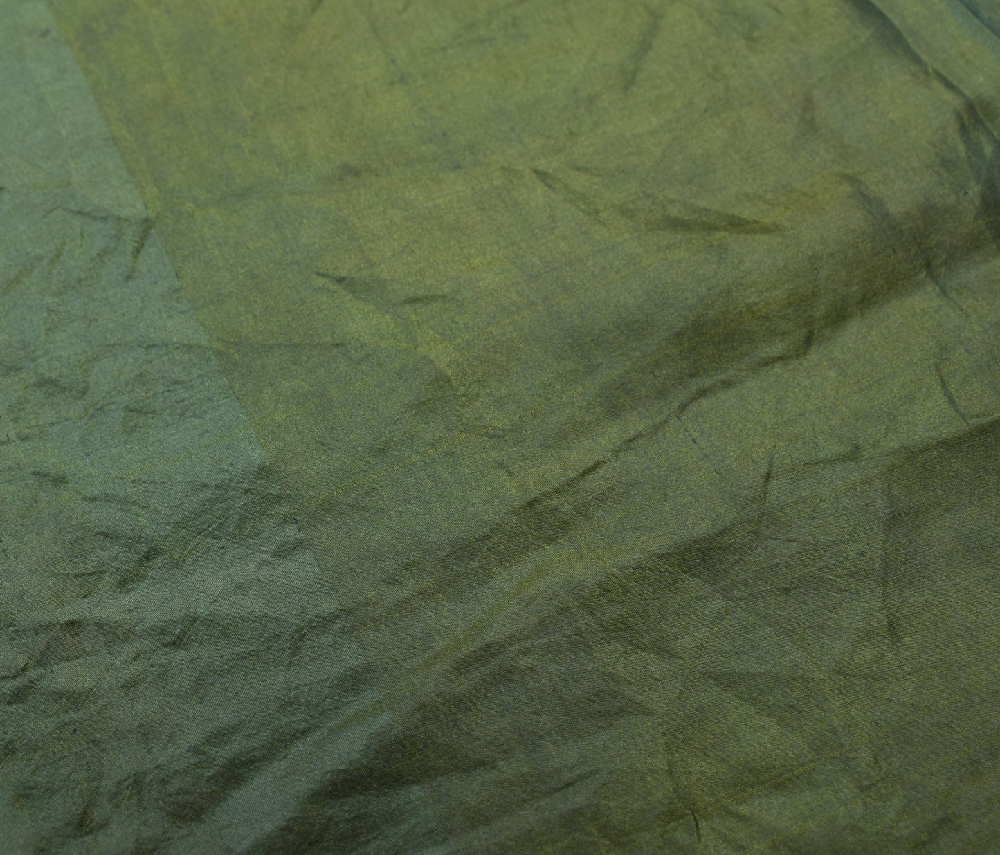 Sushila Vintage Henna Green Sari Remnant Scrap Plain Pure Silk 4Yds Craft Fabric