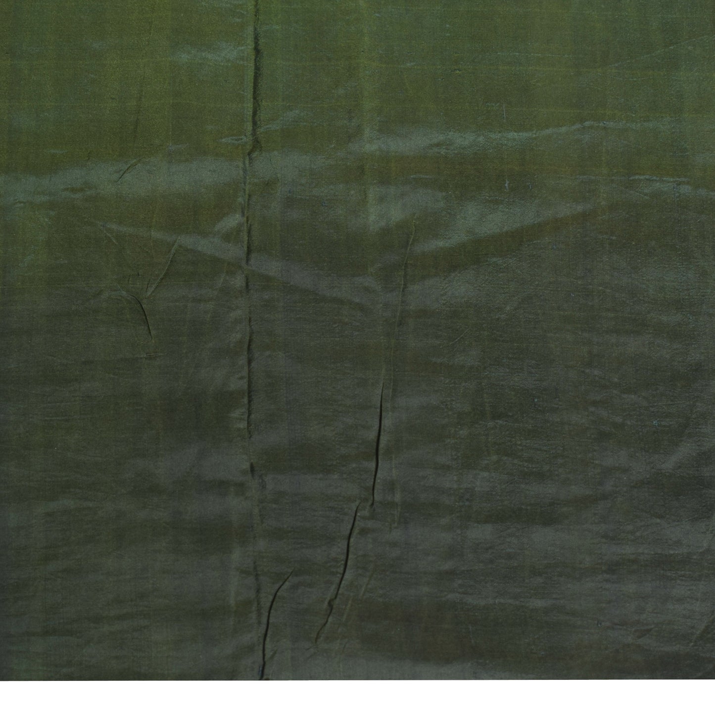 Sushila Vintage Henna Green Sari Remnant Scrap Plain Pure Silk 4Yds Craft Fabric