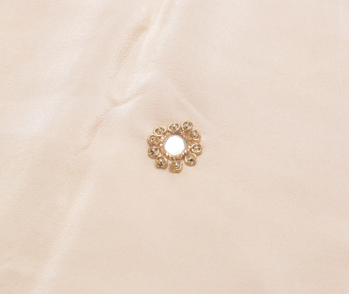 Sushila Vintage Cream Sari Remnant Scrap Zardozi Work Pure Crepe Craft Fabric