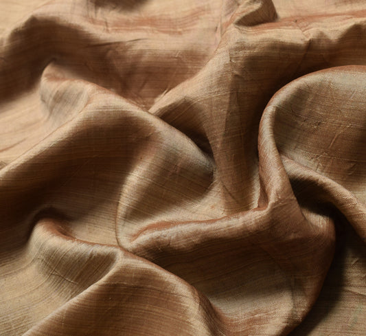 Sushila Vintage Brown Sari Remnant Scrap Indian Woven Pure Silk 4YD Craft Fabric