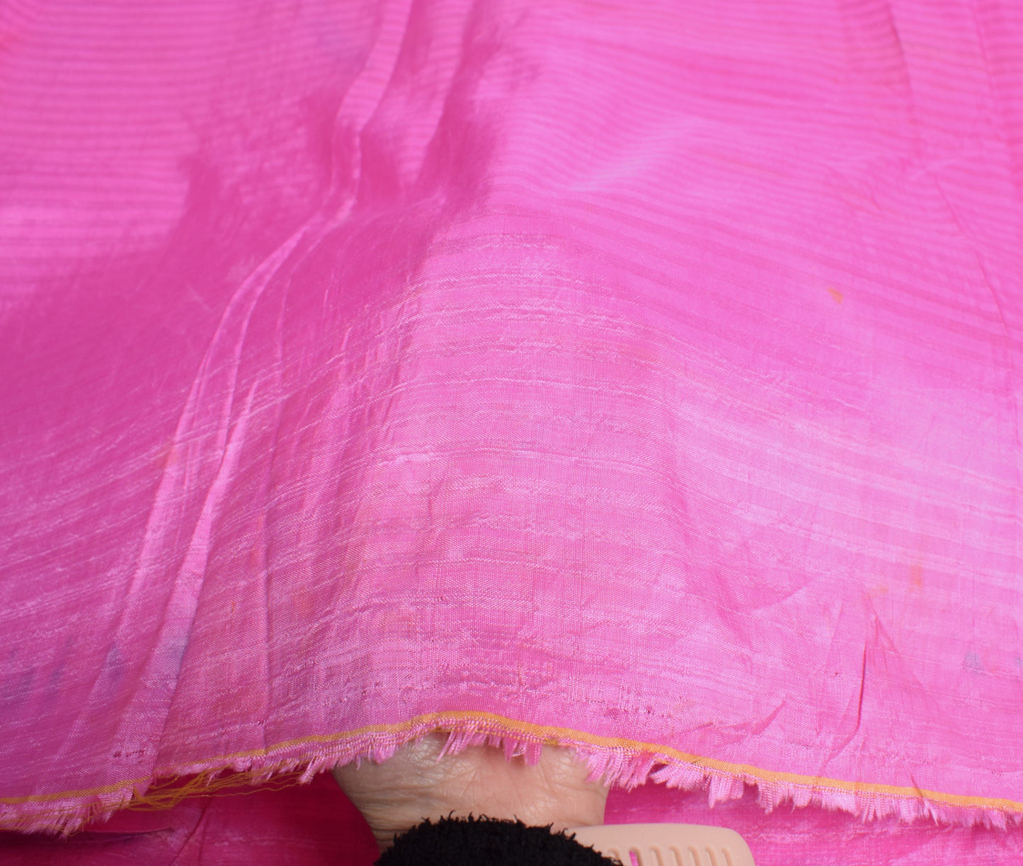 Sushila Vintage Fuchsia Pink Sari Remnant Scrap Pure Silk 4 Yard Craft Fabric