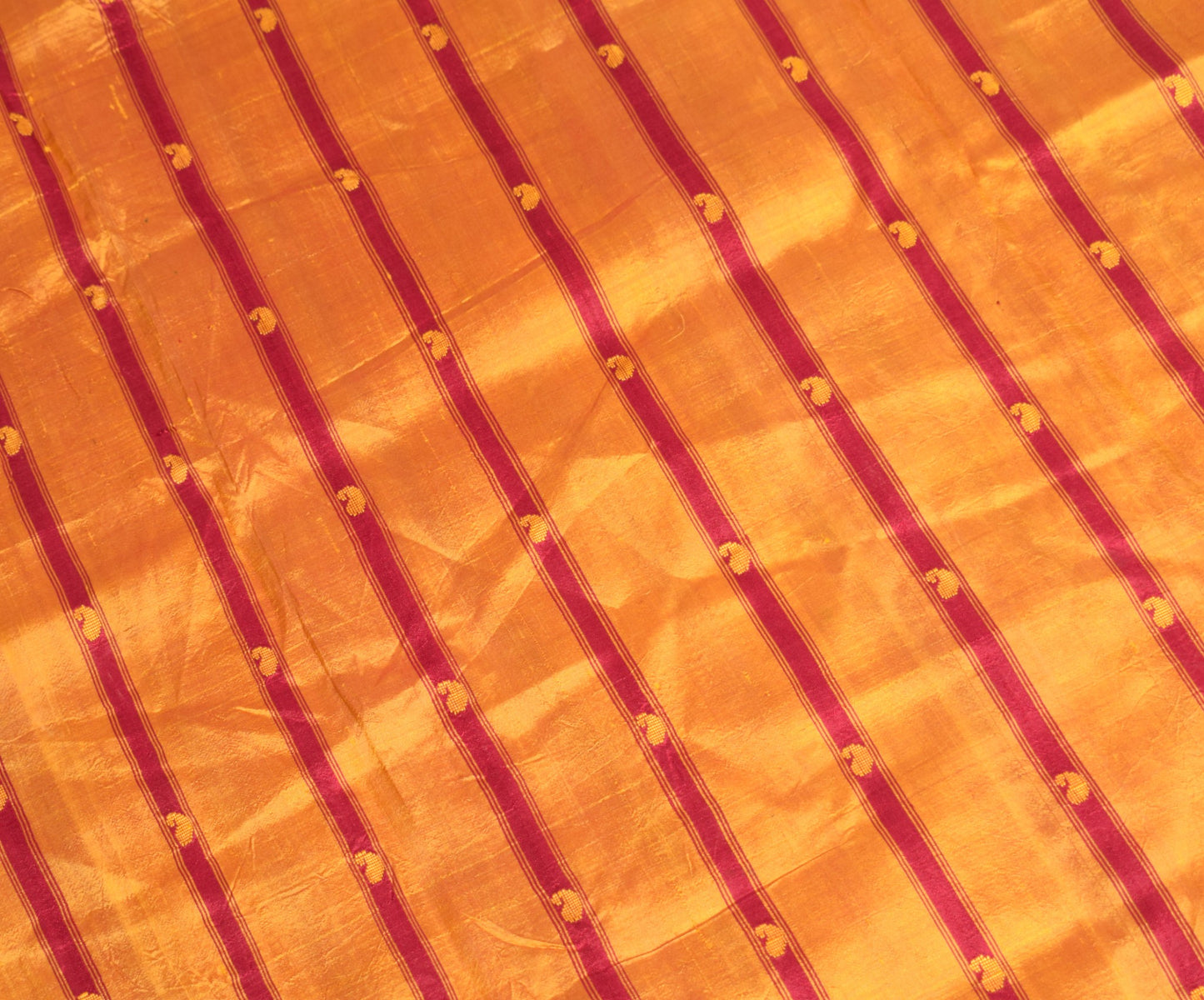 Sushila Vintage Mustard Sari Remnant Scrap Woven Pure Silk 5 Yard Craft Fabric