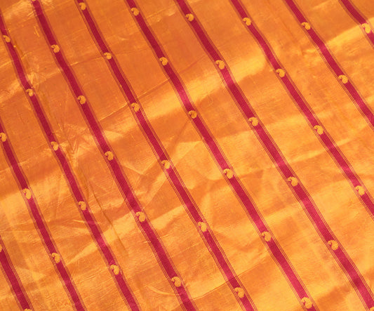 Sushila Vintage Mustard Sari Remnant Scrap Woven Pure Silk 5 Yard Craft Fabric