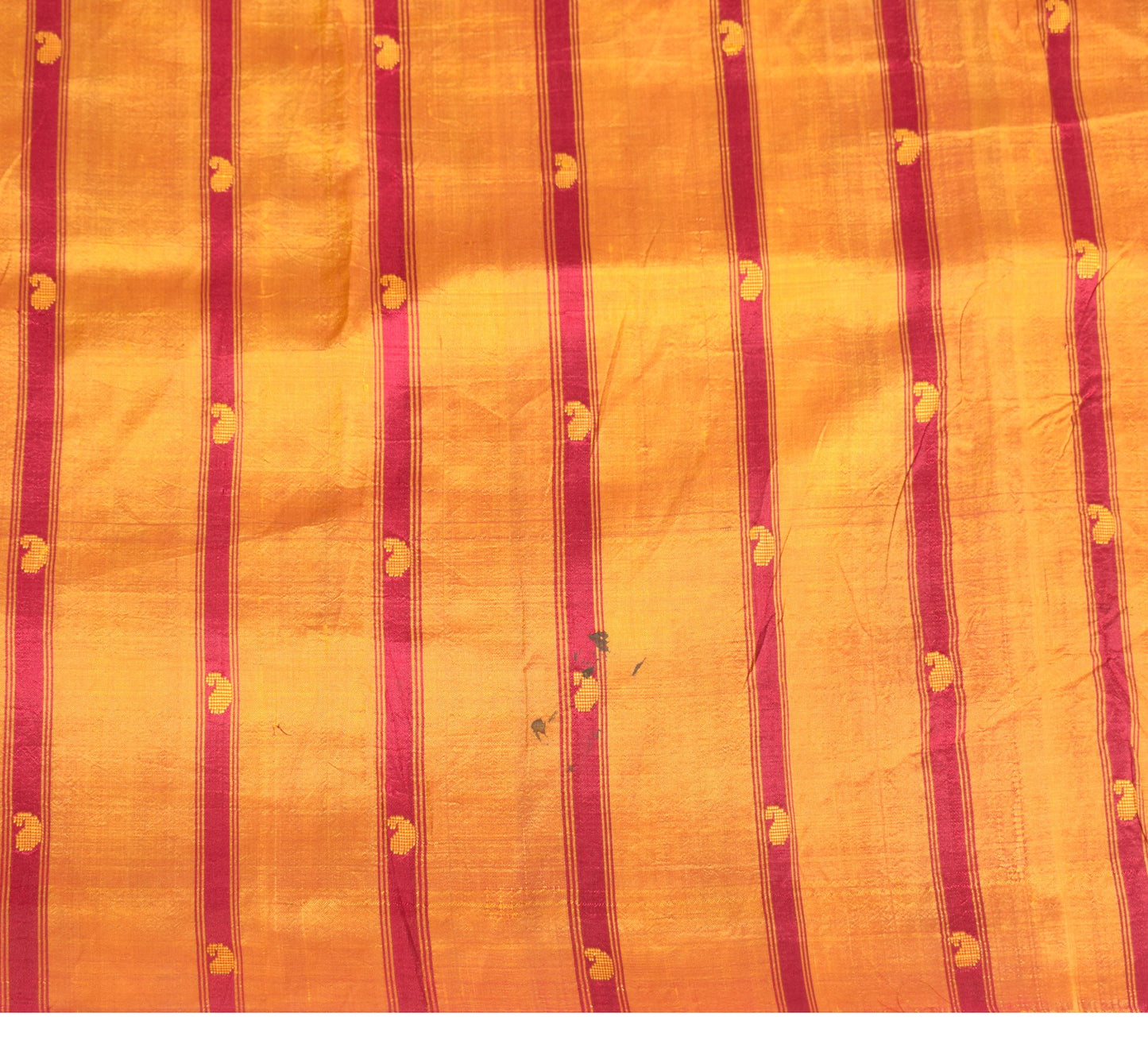 Sushila Vintage Mustard Sari Remnant Scrap Woven Pure Silk 5 Yard Craft Fabric