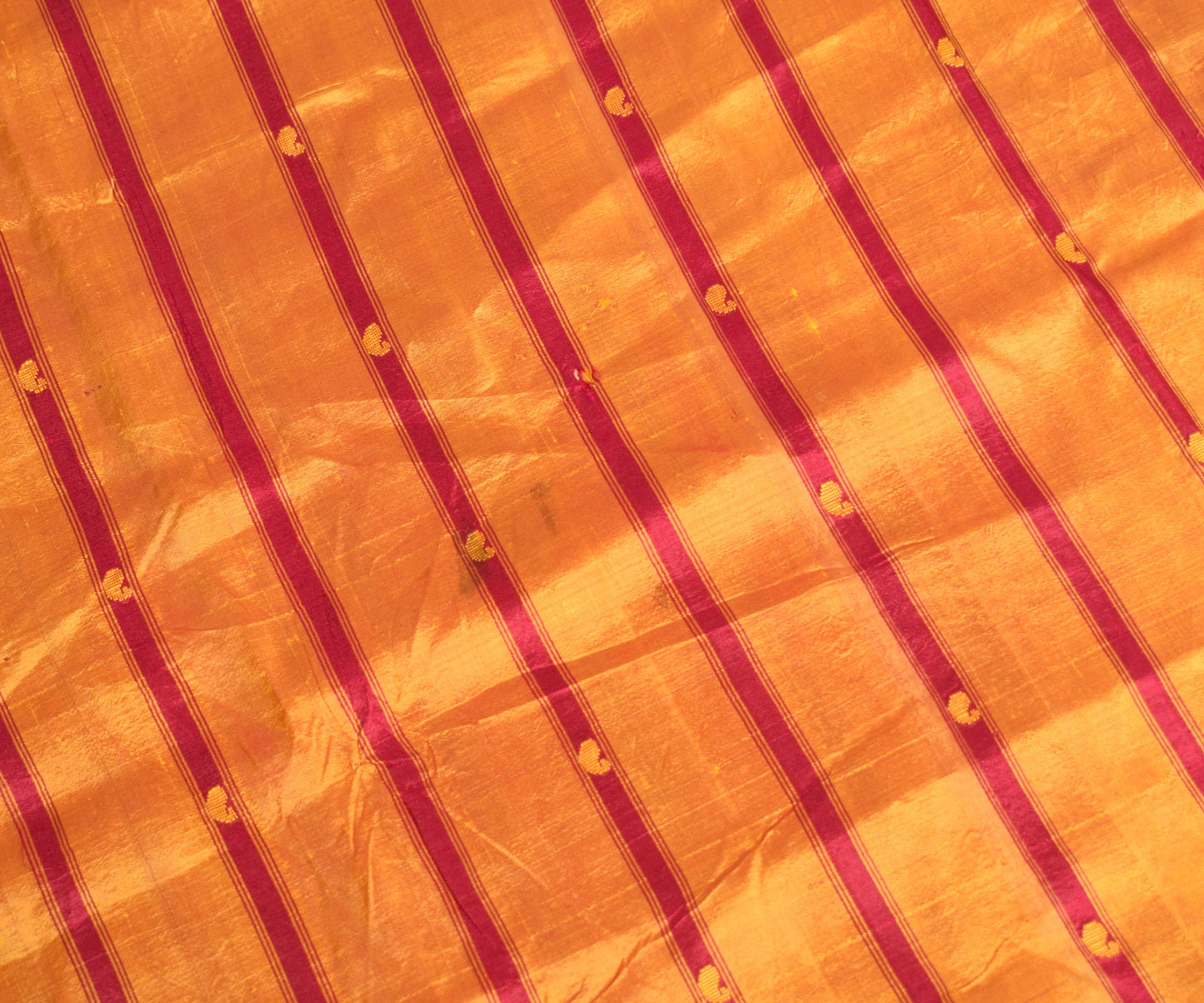 Sushila Vintage Mustard Sari Remnant Scrap Woven Pure Silk 5 Yard Craft Fabric