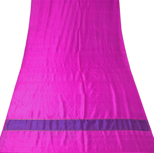 Sushila Vintage Pure Silk Sari Remnant Scrap Magenta Multi-Purpose Craft Fabric