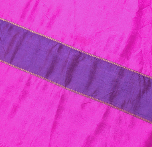 Sushila Vintage Pure Silk Sari Remnant Scrap Magenta Multi-Purpose Craft Fabric