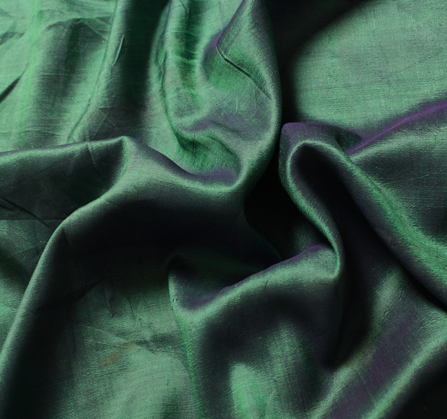 Sushila Vintage Dual Toned GreenSari Remnant Scrap Pure Silk 4 Yard Craft Fabric