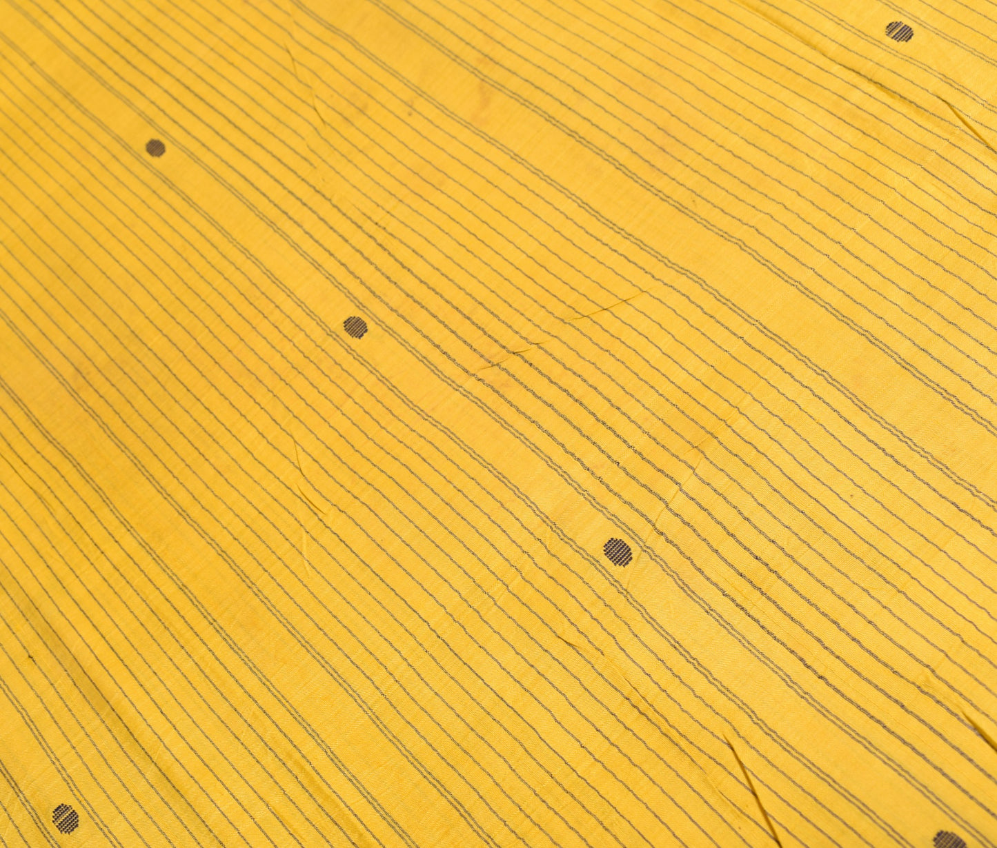 Sushila Vintage Yellow Sari Remnant Scrap Pure Silk Hand woven 5 YD Craft Fabric
