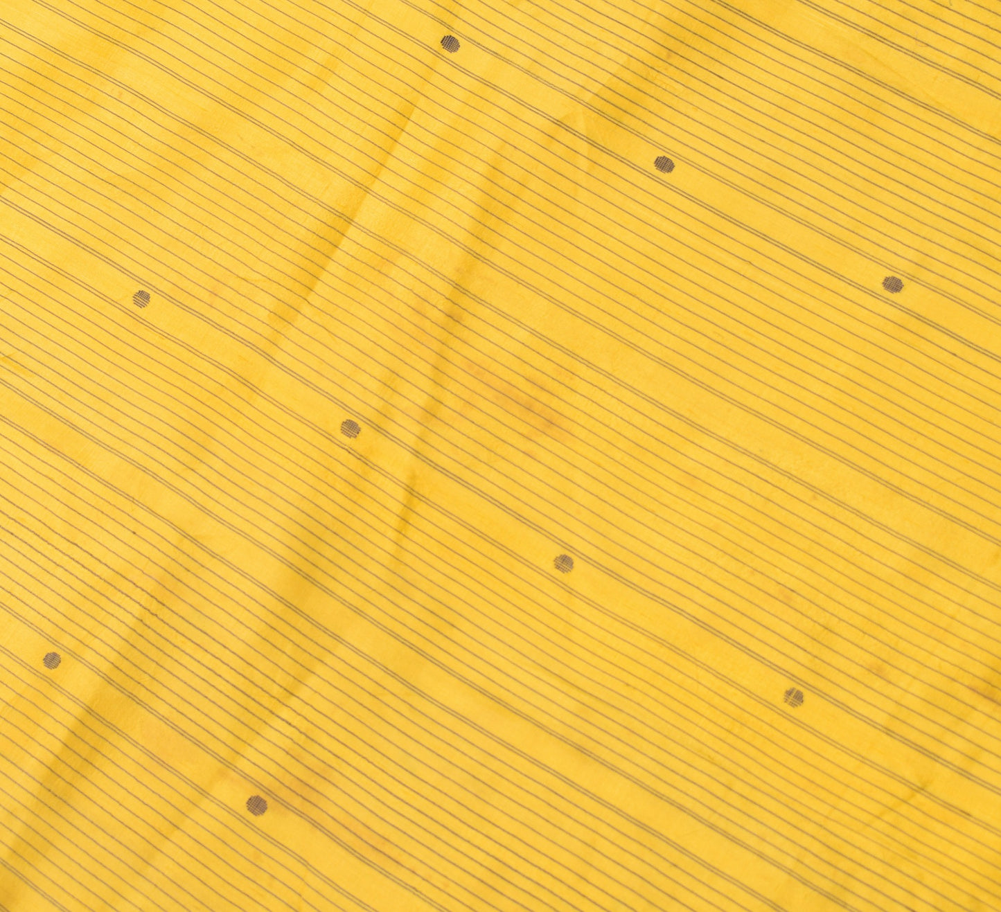 Sushila Vintage Yellow Sari Remnant Scrap Pure Silk Hand woven 5 YD Craft Fabric
