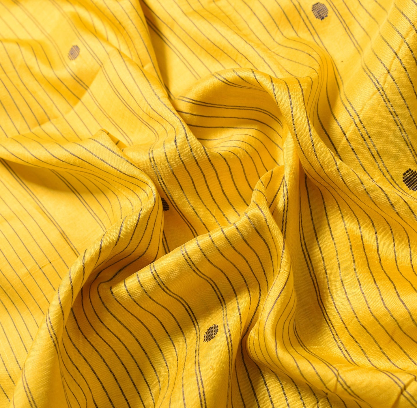 Sushila Vintage Yellow Sari Remnant Scrap Pure Silk Hand woven 5 YD Craft Fabric
