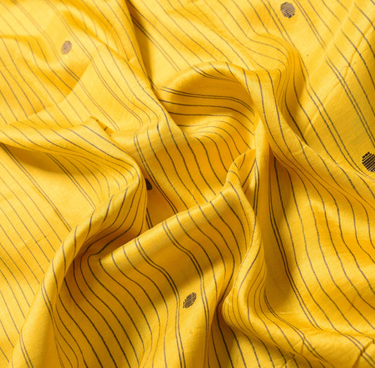 Sushila Vintage Yellow Sari Remnant Scrap Pure Silk Hand woven 5 YD Craft Fabric