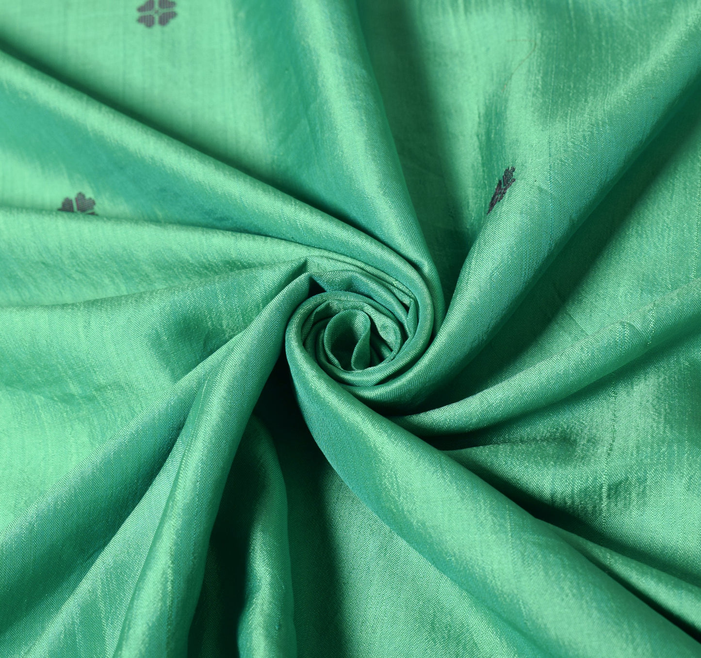 Sushila Vintage PureSilk Sari Remnant Scrap Aqua Green Floral Woven Craft Fabric