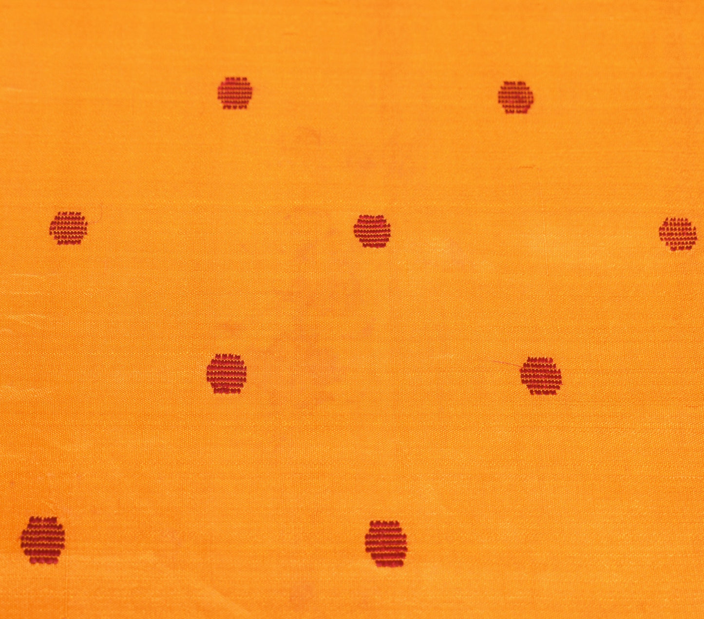 Sushila Vintage Polka Dot Sari Remnant Scrap Orange Pure Silk Woven Craft Fabric