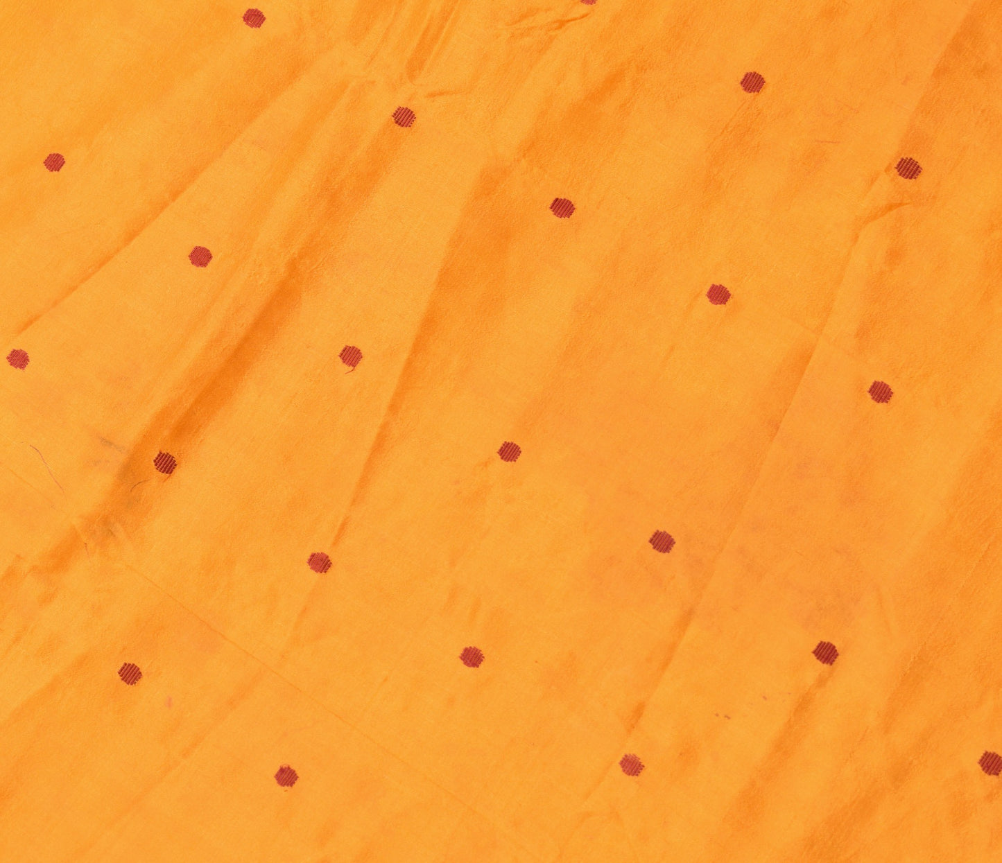 Sushila Vintage Polka Dot Sari Remnant Scrap Orange Pure Silk Woven Craft Fabric