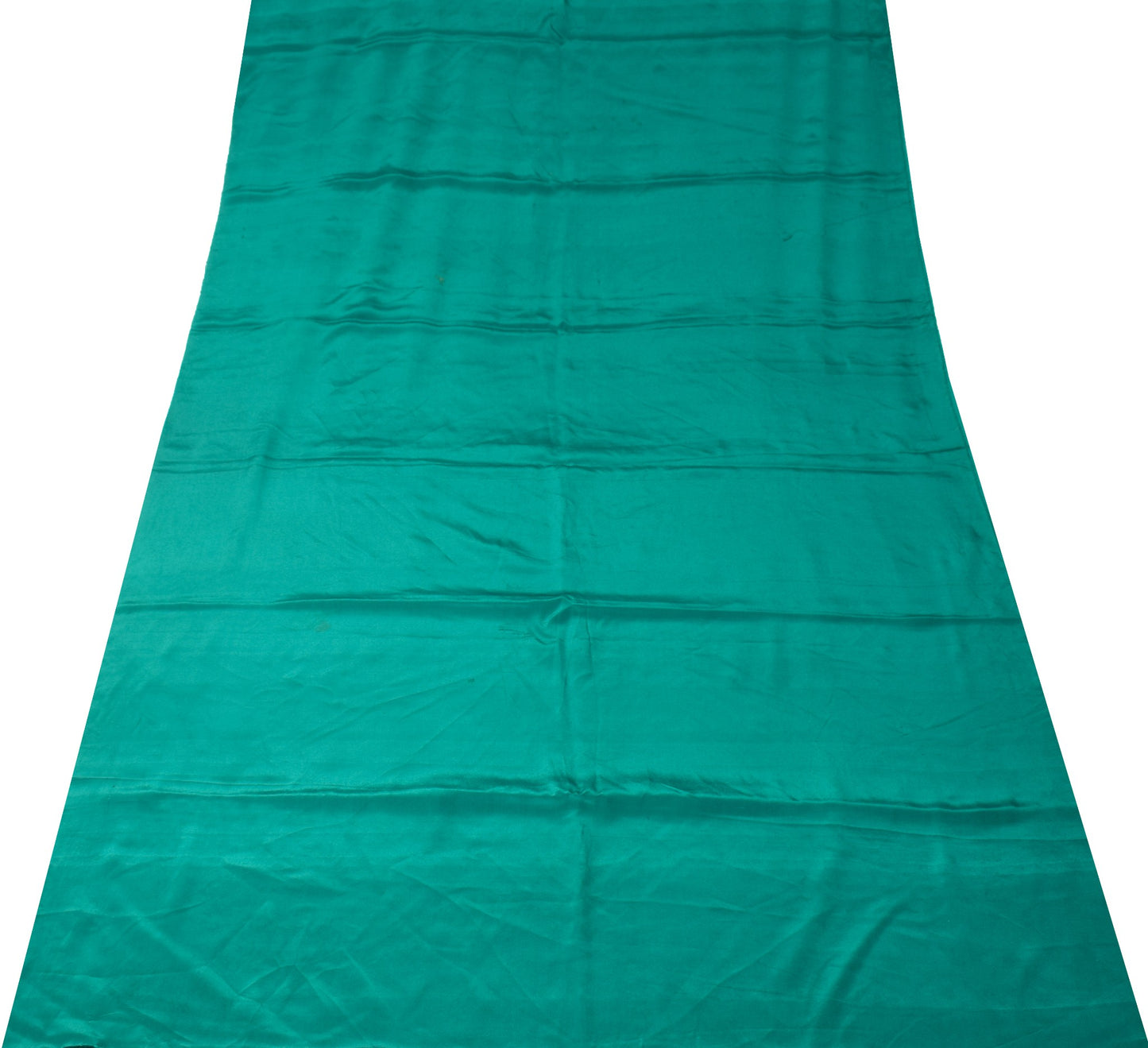 Sushila Vintage Pure Creep Silk Sari Remnant Scrap Teal Green Soft Craft Fabric
