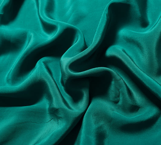 Sushila Vintage Pure Creep Silk Sari Remnant Scrap Teal Green Soft Craft Fabric