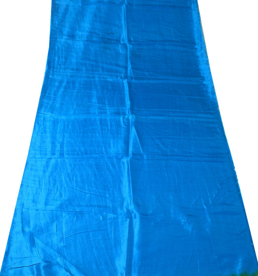 Sushila Vintage Turquoise Blue Sari Remnant Scrap Pure Silk Indian Craft Fabric