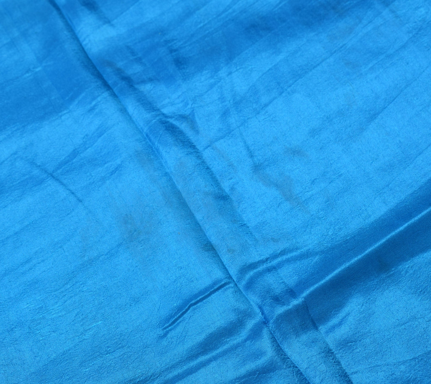 Sushila Vintage Turquoise Blue Sari Remnant Scrap Pure Silk Indian Craft Fabric