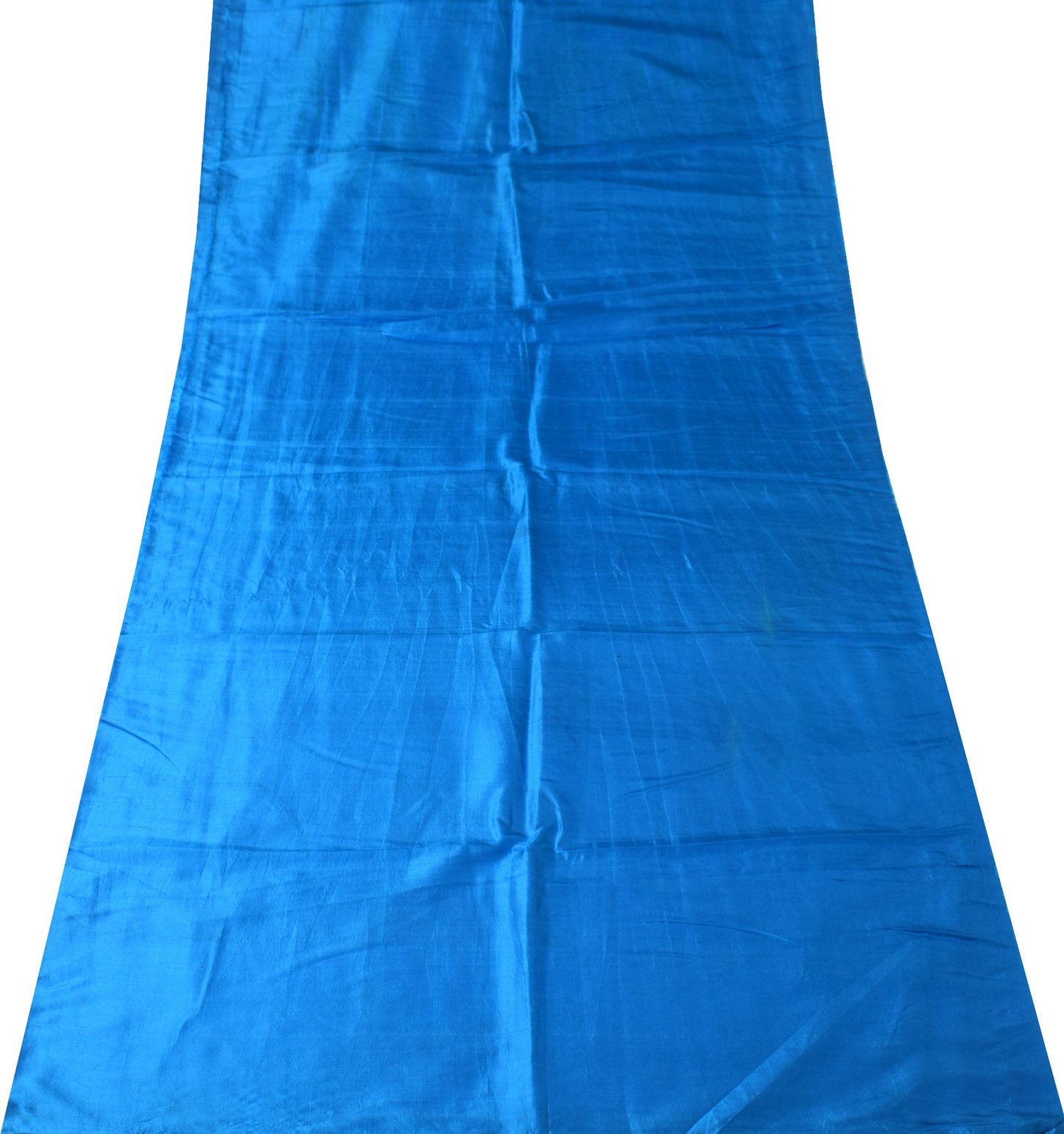 Sushila Vintage Turquoise Blue Sari Remnant Scrap Pure Silk Indian Craft Fabric