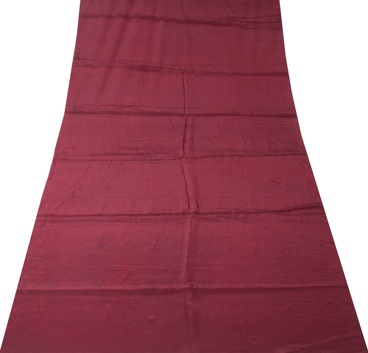 Sushila Vintage Maroon Sari Remnant Scrap Pure Crepe Silk 4 Yard Craft Fabric