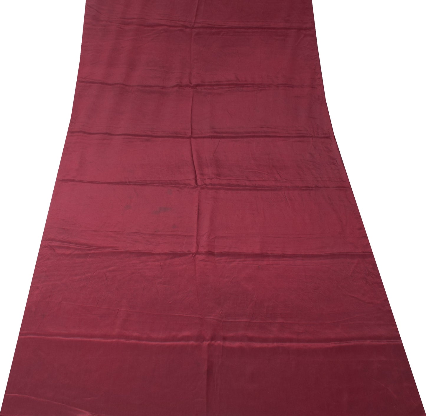 Sushila Vintage Maroon Sari Remnant Scrap Pure Crepe Silk 4 Yard Craft Fabric