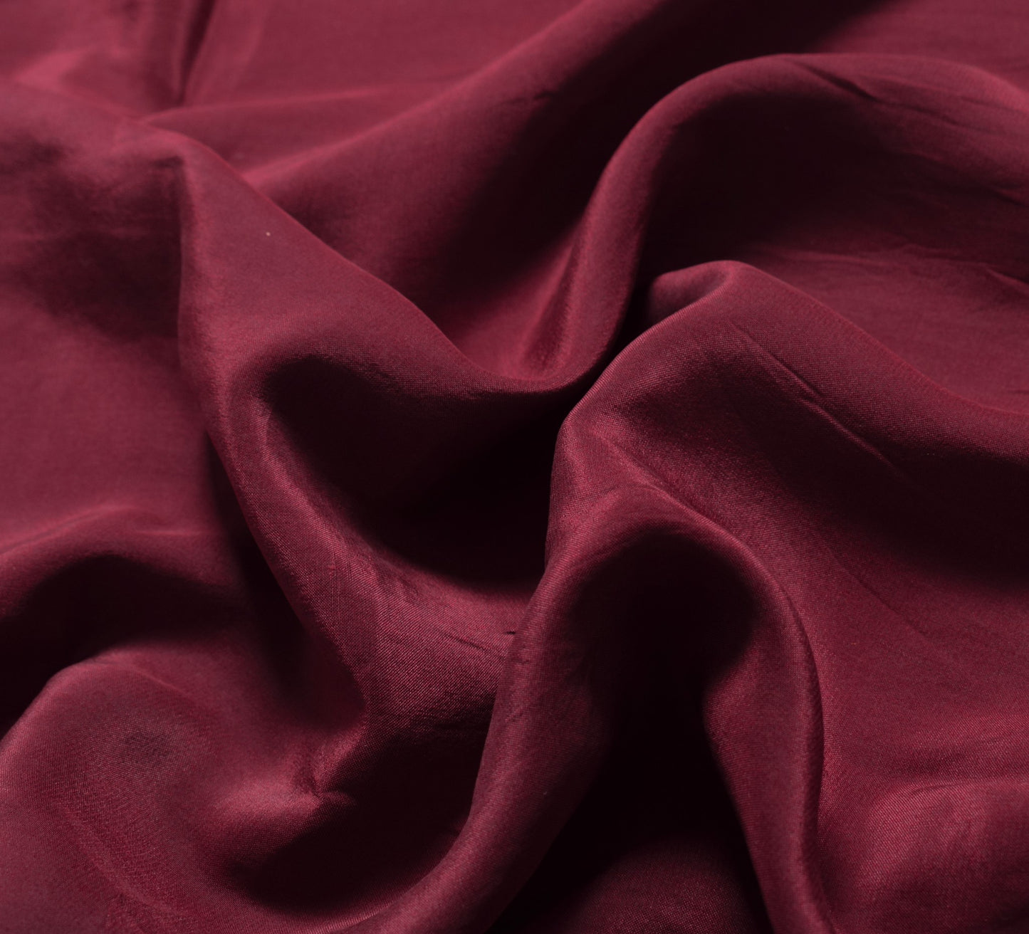 Sushila Vintage Maroon Sari Remnant Scrap Pure Crepe Silk 4 Yard Craft Fabric
