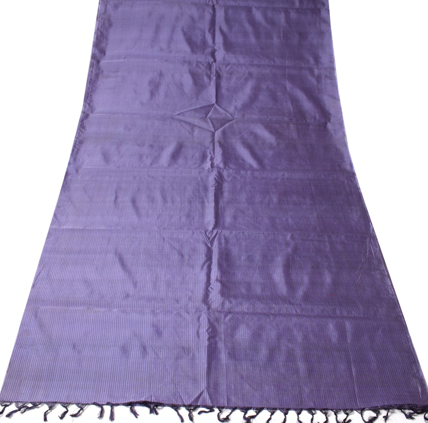 Sushila Vintage Purple Sari Remnant Scrap Pure Silk Stripes Woven Craft Fabric
