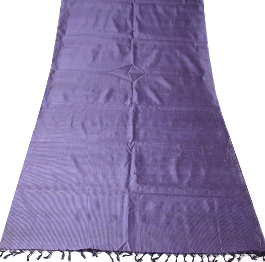 Sushila Vintage Purple Sari Remnant Scrap Pure Silk Stripes Woven Craft Fabric