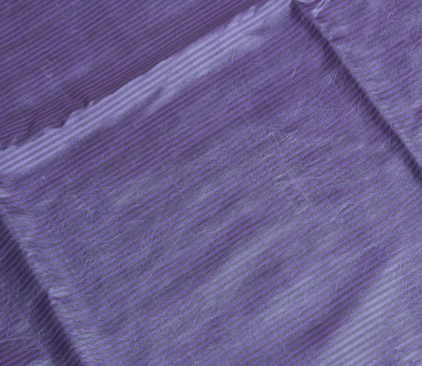 Sushila Vintage Purple Sari Remnant Scrap Pure Silk Stripes Woven Craft Fabric