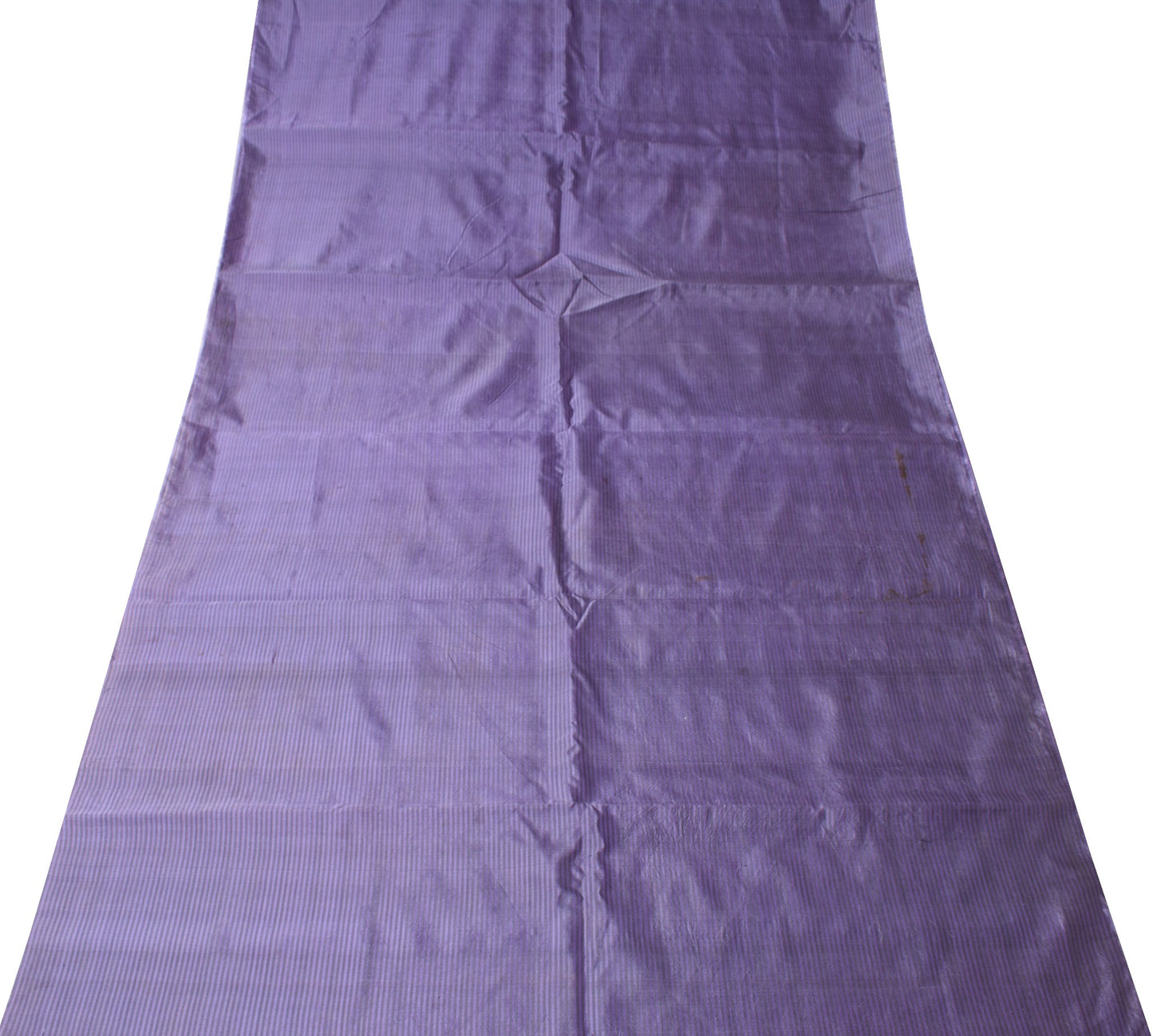 Sushila Vintage Purple Sari Remnant Scrap Pure Silk Stripes Woven Craft Fabric