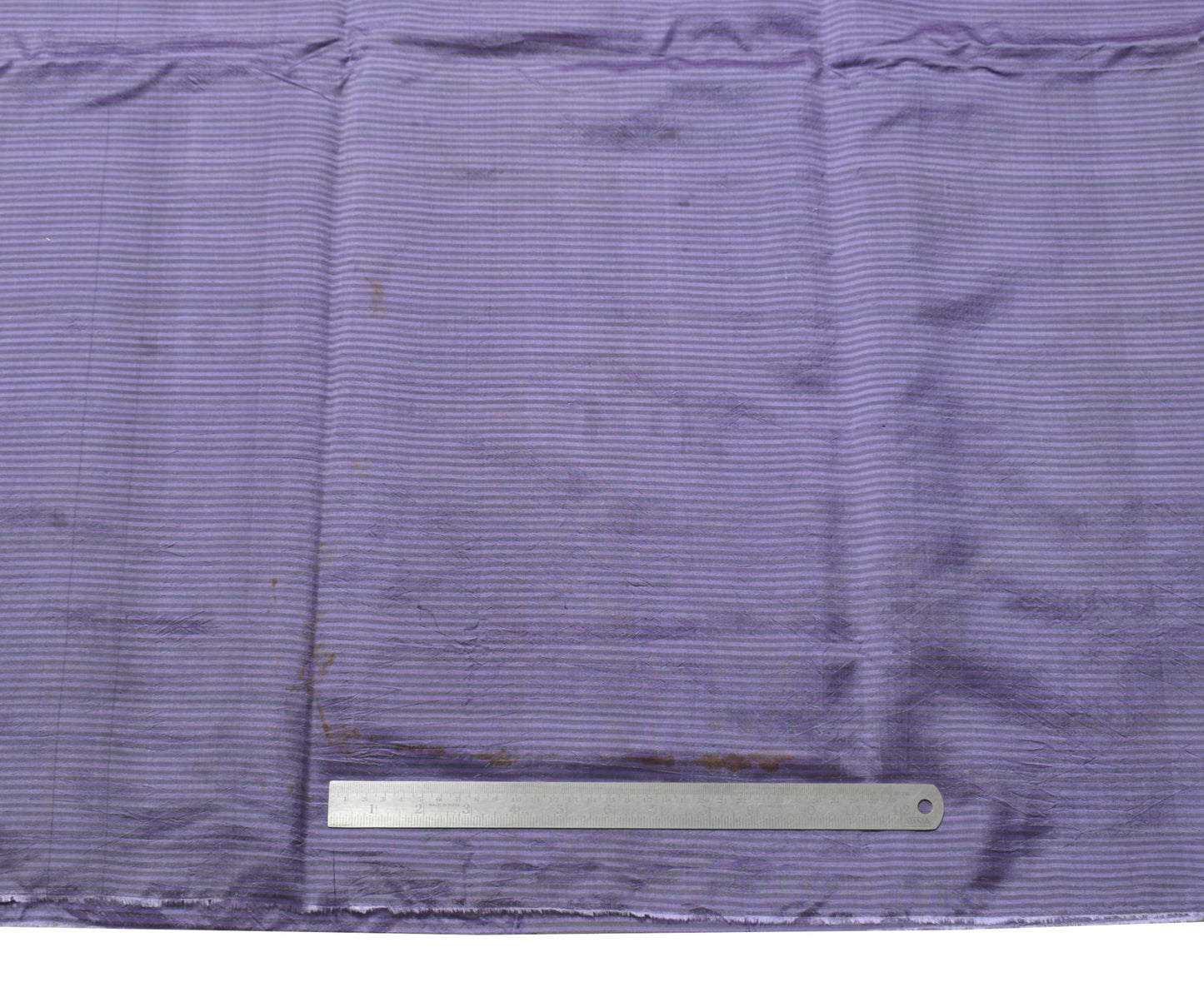 Sushila Vintage Purple Sari Remnant Scrap Pure Silk Stripes Woven Craft Fabric