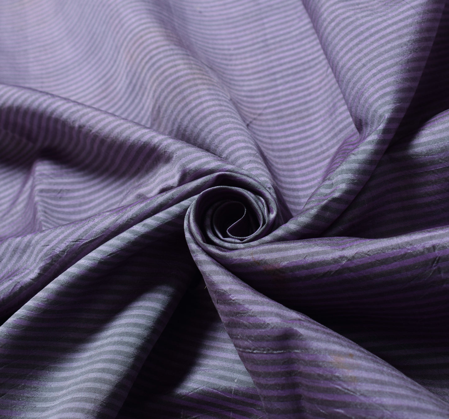 Sushila Vintage Purple Sari Remnant Scrap Pure Silk Stripes Woven Craft Fabric