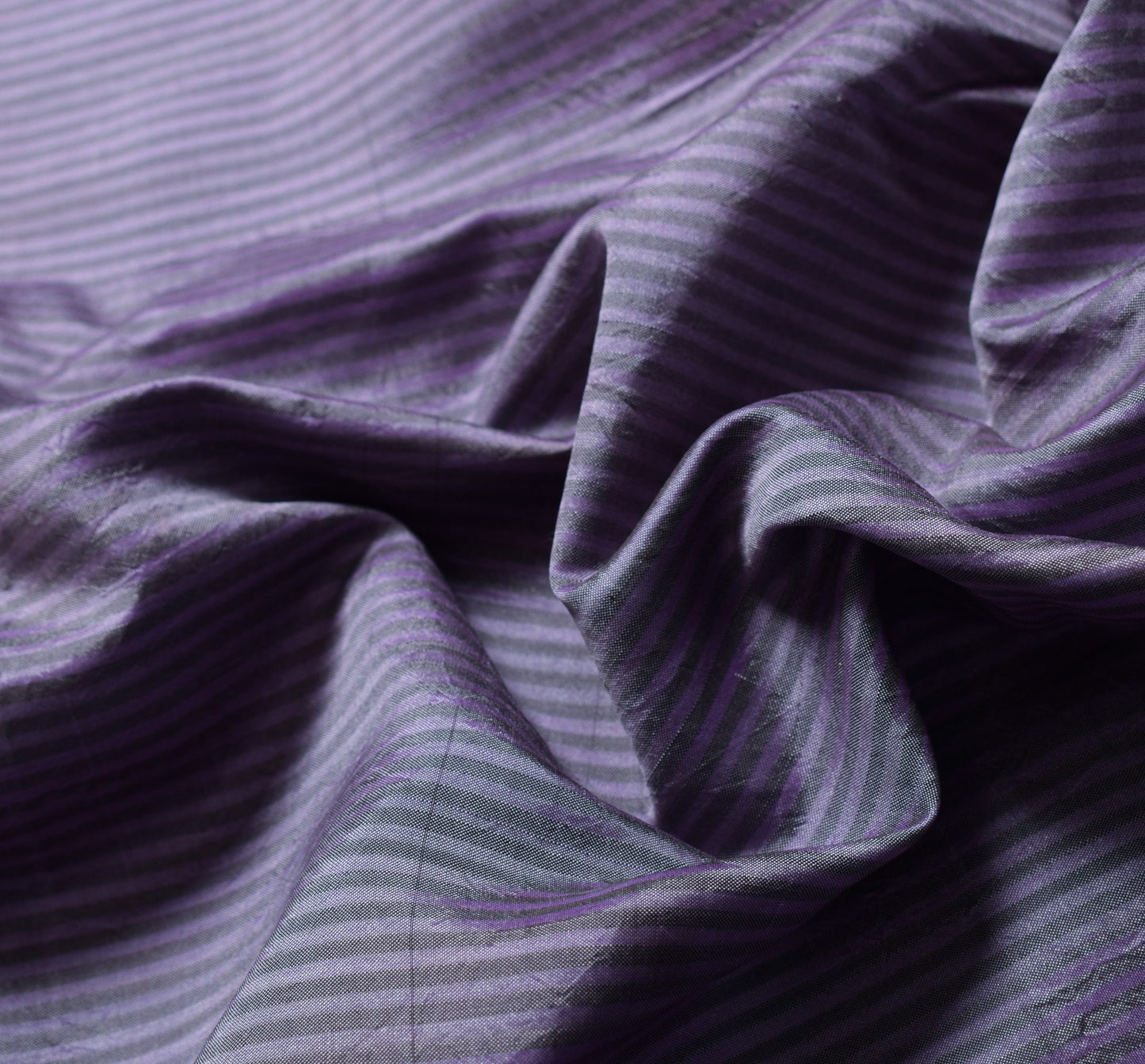 Sushila Vintage Purple Sari Remnant Scrap Pure Silk Stripes Woven Craft Fabric