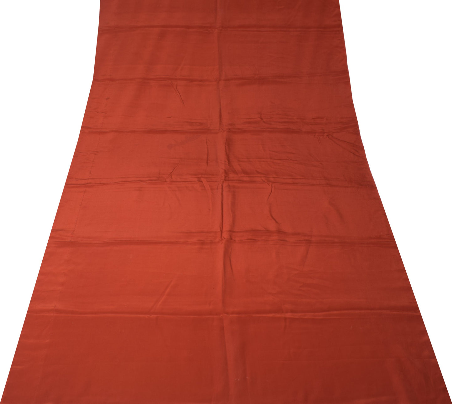 Sushila Vintage Rust Sari Remnant Scrap Pure Crepe Silk Indian Soft Craft Fabric