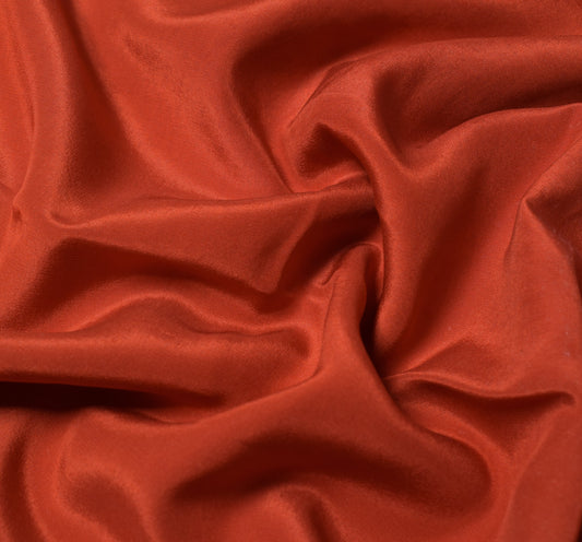 Sushila Vintage Rust Sari Remnant Scrap Pure Crepe Silk Indian Soft Craft Fabric