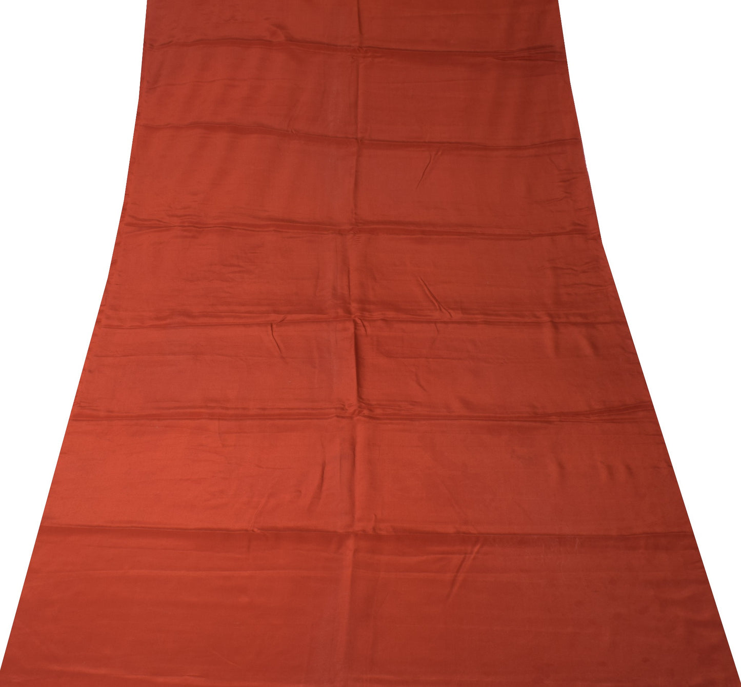Sushila Vintage Rust Sari Remnant Scrap Pure Crepe Silk Indian Soft Craft Fabric