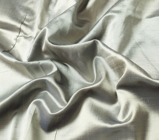 Sushila Vintage Gray Sari Remnant Scrap Pure Silk Multi-Purpose Craft Fabric