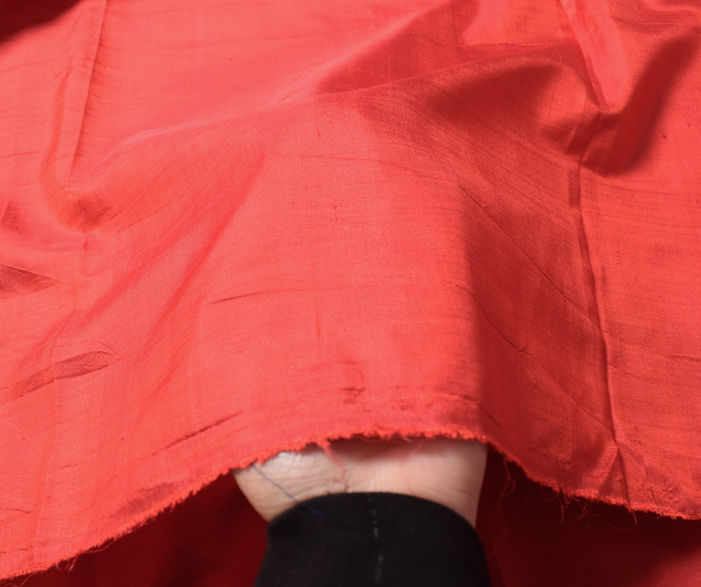 Sushila Vintage Plain Red Sari Remnant Scrap Multi-Purpose PureSilk Craft Fabric