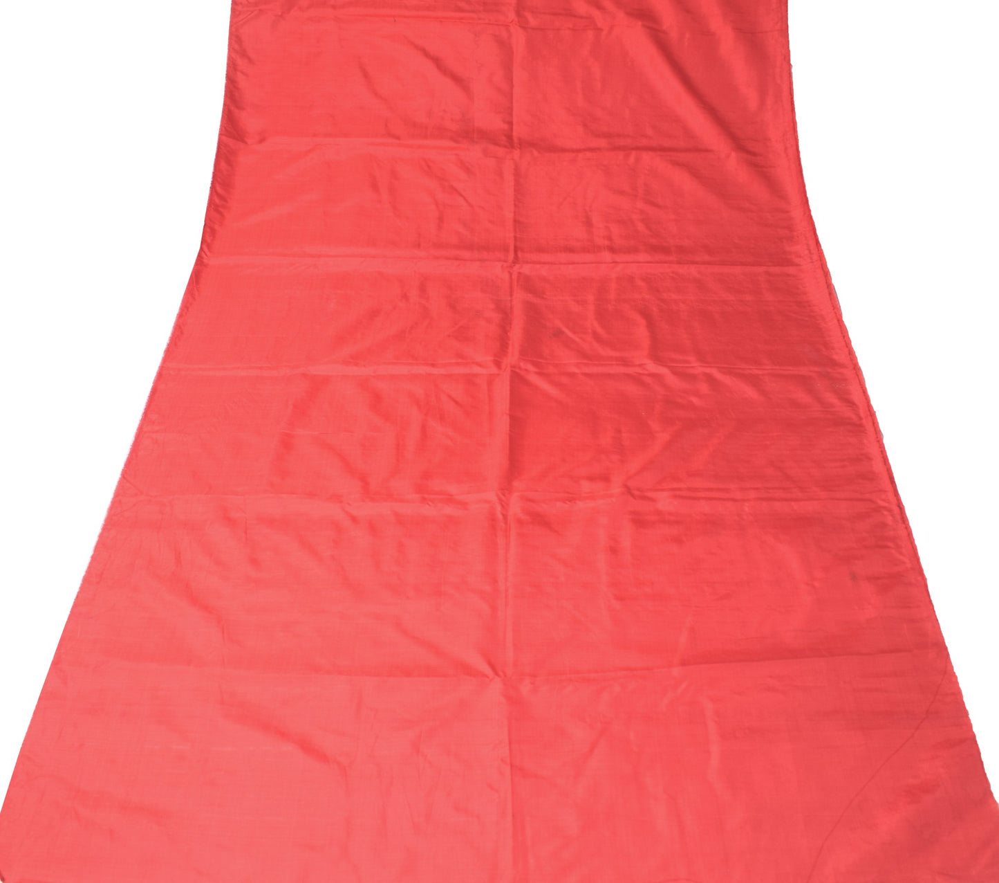 Sushila Vintage Plain Red Sari Remnant Scrap Multi-Purpose PureSilk Craft Fabric
