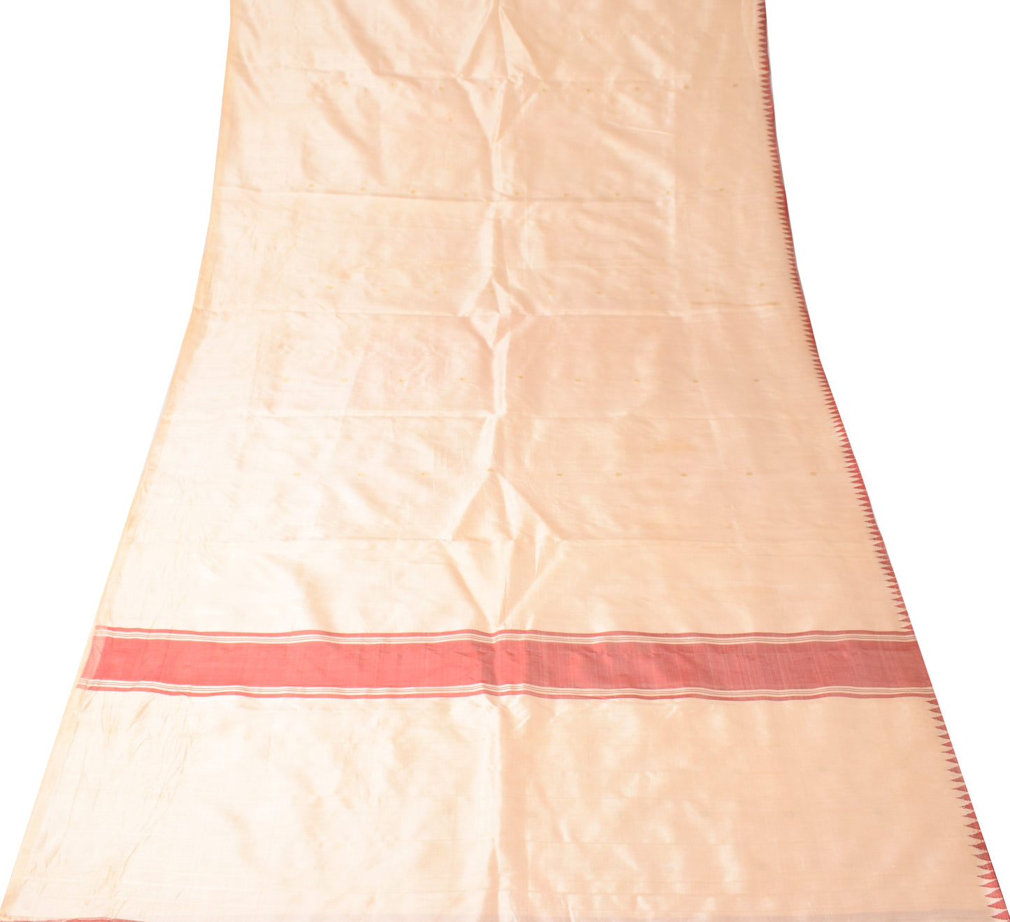 Sushila Vintage Sari Remnant Scrap Beige Multi-Purpose Pure Silk Craft Fabric