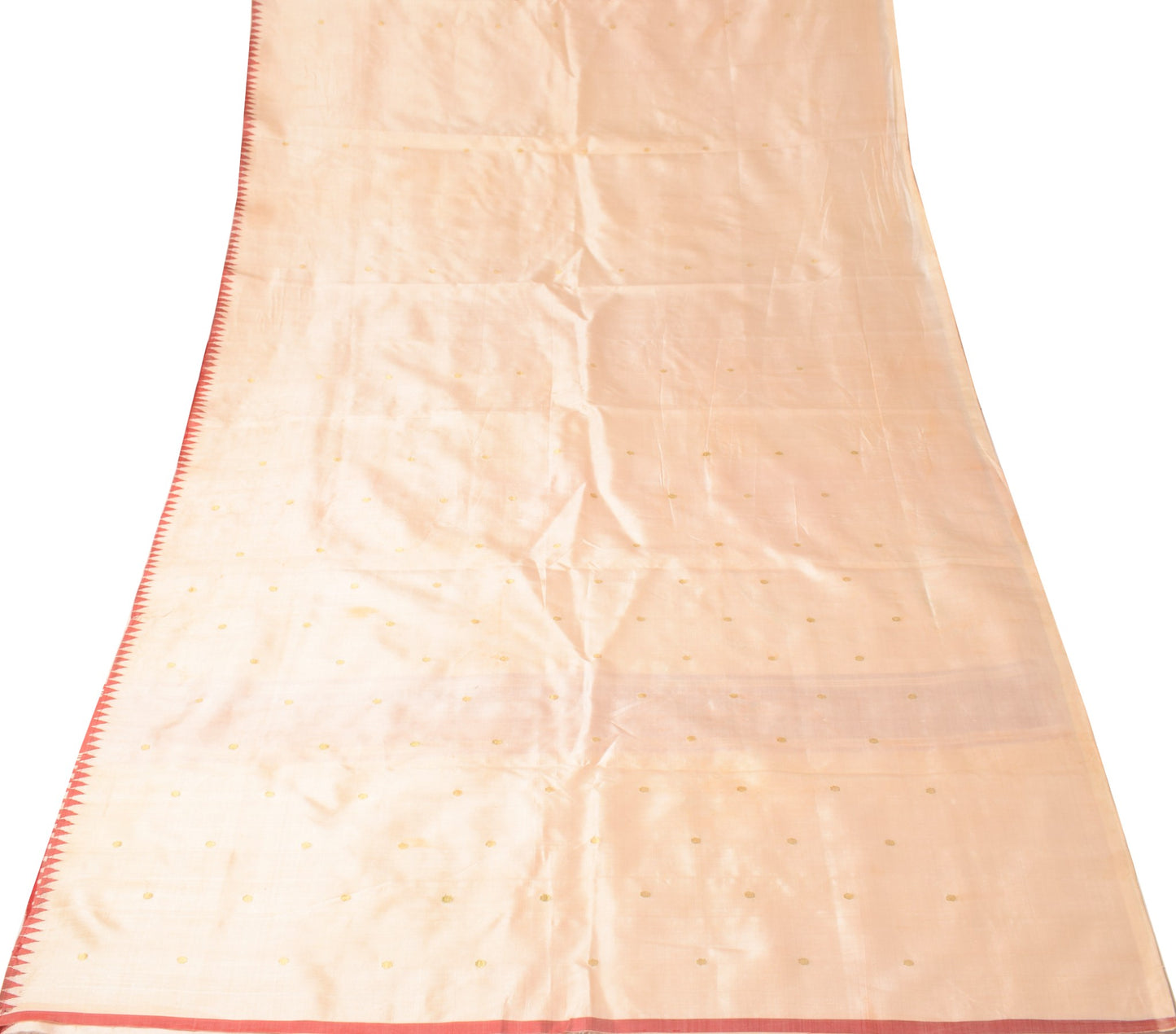 Sushila Vintage Sari Remnant Scrap Beige Multi-Purpose Pure Silk Craft Fabric