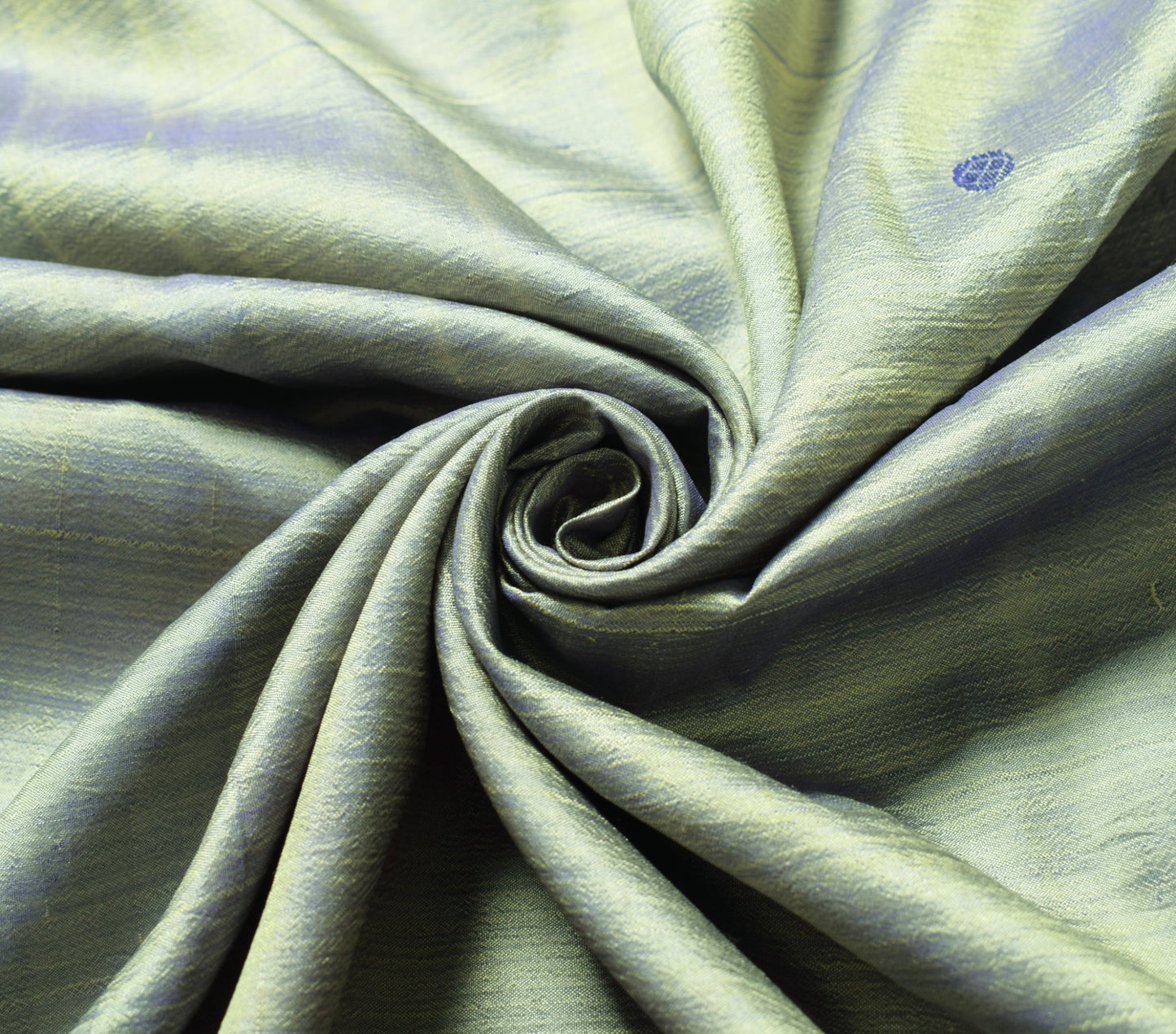 Sushila Vintage Green Sari Remnant Scrap Hand Woven Pure Silk 5 Yds Craft Fabric