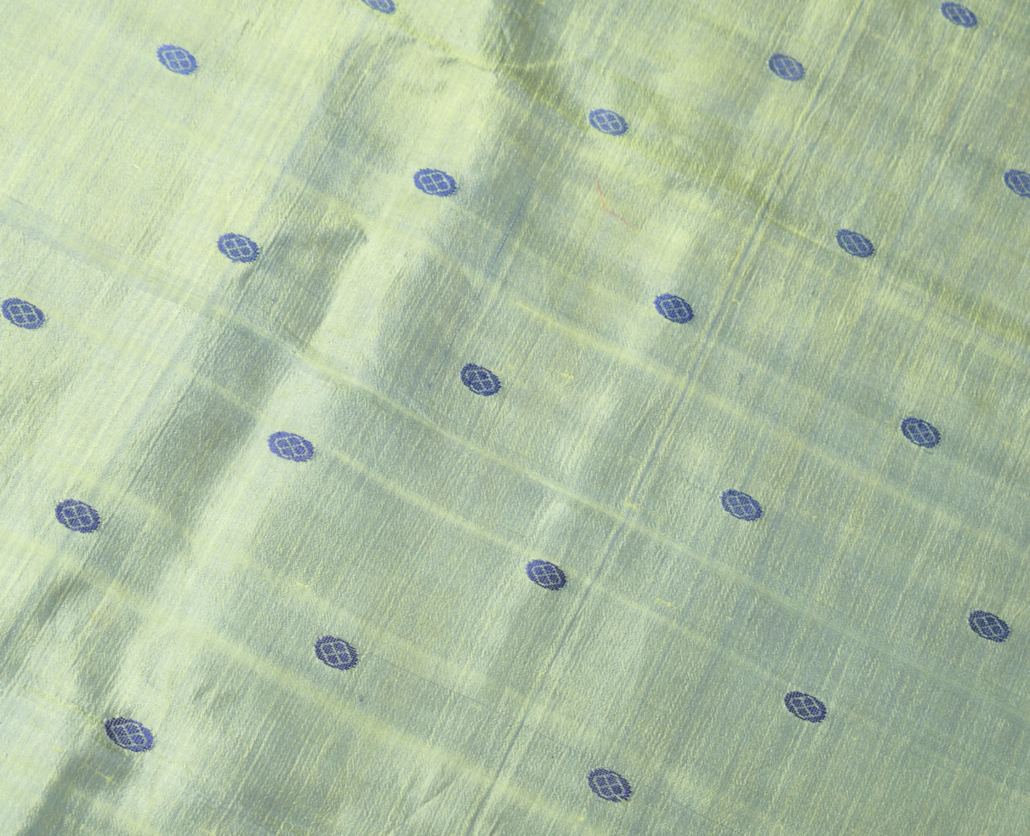 Sushila Vintage Green Sari Remnant Scrap Hand Woven Pure Silk 5 Yds Craft Fabric