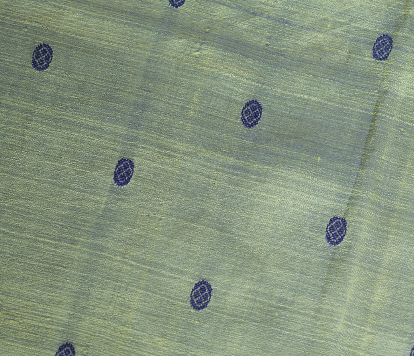 Sushila Vintage Green Sari Remnant Scrap Hand Woven Pure Silk 5 Yds Craft Fabric