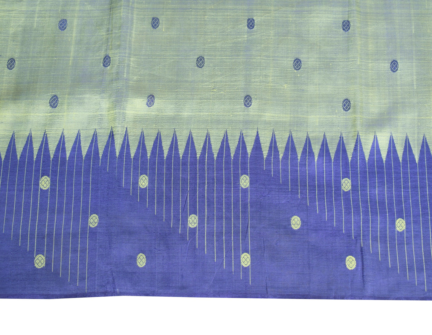 Sushila Vintage Green Sari Remnant Scrap Hand Woven Pure Silk 5 Yds Craft Fabric
