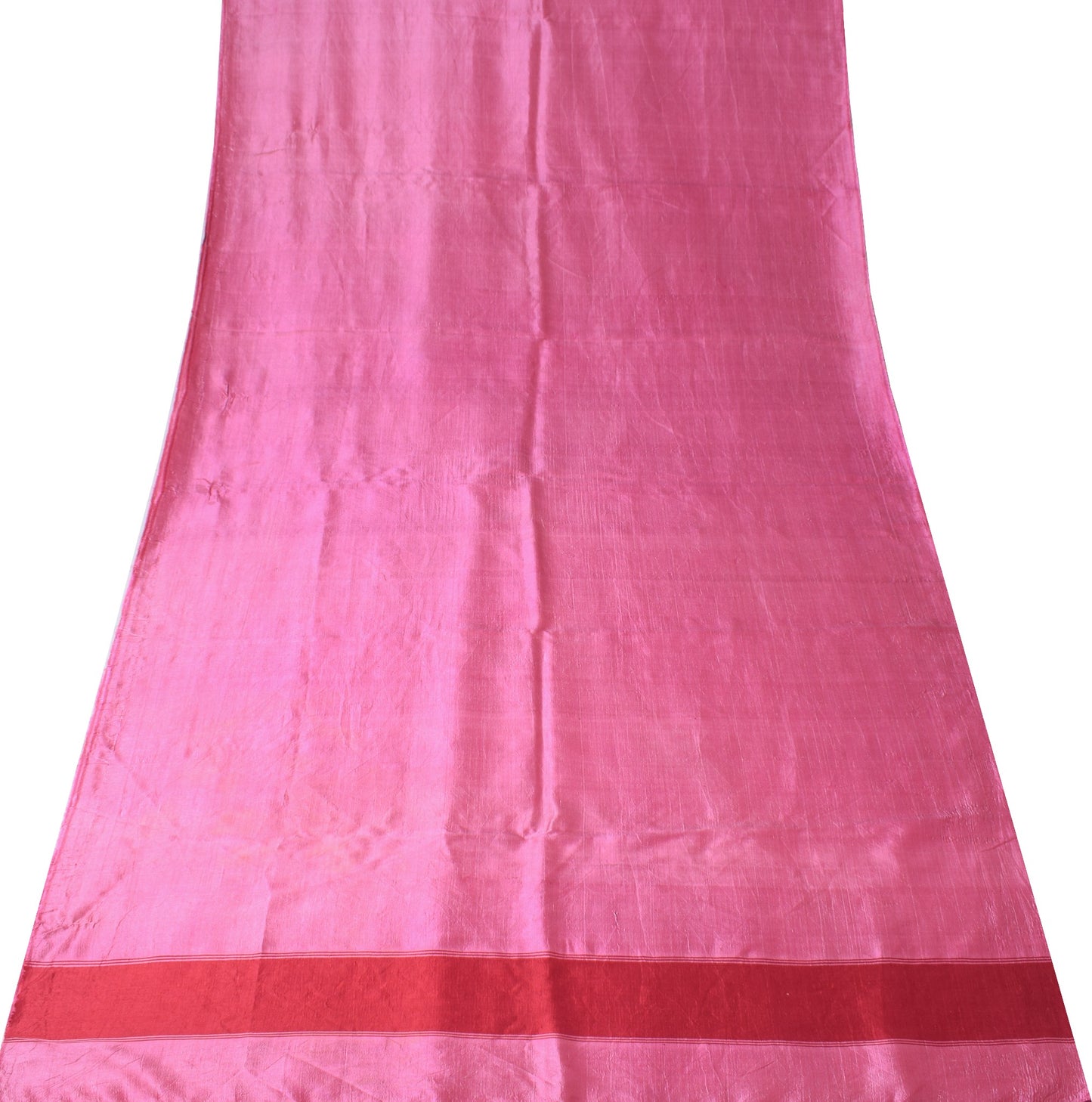Sushila Vintage Pink Sari Remnant Scrap Dual Tone Pure Silk 4 Yard Craft Fabric